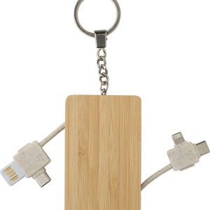 Porte-clés câble de charge en bambou Bianca