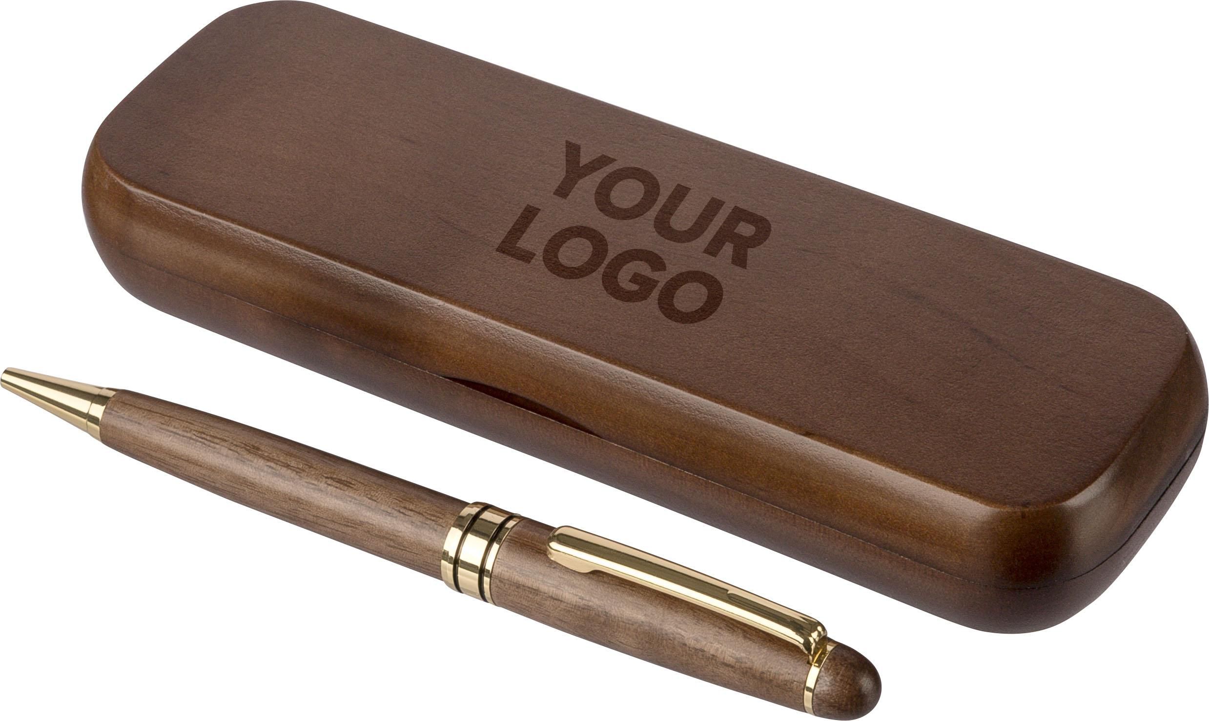 Stylo bille twist en bois de noyer Noa – Image 7