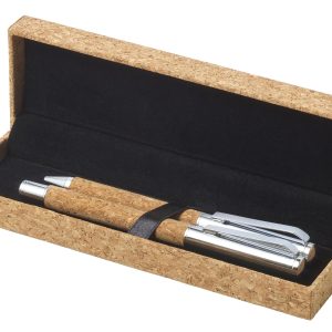 Parure de stylo bille et roller en liège Elmer